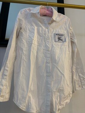 Burberry White Shirt with Black Logo Patch